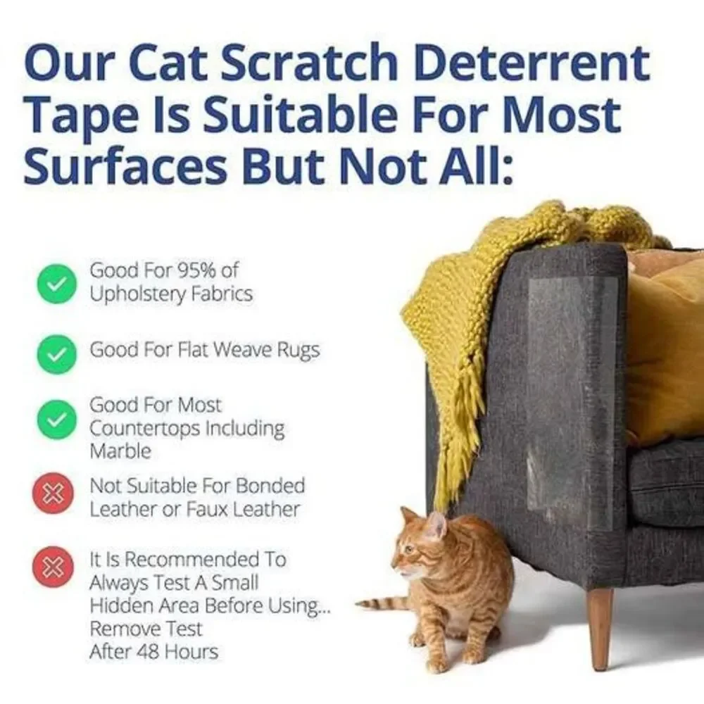 10-Pack Cat Scratch Deterrent Tape Double-Sided Anti-Scratch Clear Sticky Tape